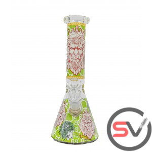 RASTA LION GLASS BEAKER 10inch (GLOW IN DARK)